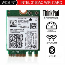 인텔 듀얼 밴드 무선-AC 3160 802.11ac + BT 4.0 와이파이 카드 Lenovo Yoga 3 500 E50 B51 B70 G40 G70 Z, 한개옵션0