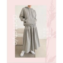 두잇잇 기모 후드 플레어스커트 세트 캐주얼 데일리룩