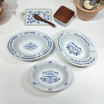 마메종 블루 로즈 도자기 카레 파스타 타원 볼 접시, L(클래식)
