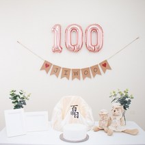 백일상차림 셀프백일상 아기백일상 100일상 조화가랜드 네임가랜드 호일풍선 토퍼 세트, 숫자 100 (실버), 화이트, 15글자