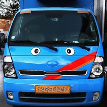 JS automotive 화물차 눈알 대형 스티커 트렁크 전면 후면 데코, 동그란눈_소형_흰테두리