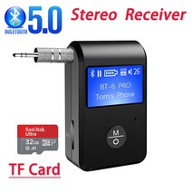 블루투스 5.0 오디오 수신기 HIFI 스테레오 TF 카드 LED 디스플레이 무선 어댑터 3.5mm Aux 핸즈프리 자동, 01 블루투스 v5.0