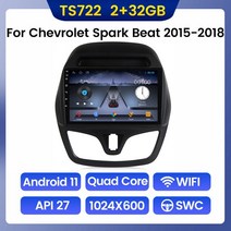 안드로이드올인원 쉐보레 스파크 비트 - 용 자동차 라디오 멀티미디어 안드로이드 11 2 Din 내비게이션 GPS 카플레이 오토라디오 스테레오 올인원, CHL24TS722