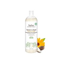 Babo Botanicals Sensitive Baby 무향 3 in 1 버블 배스 워시 샴푸 시어 버터 코코넛 오일 금잔화 귀리 포함 비건 EWG 인증 443.6ml 15온스, 단일상품_1-Pack