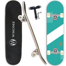 WHOME 프로 스케이트보드 성인 청소년 어린이 및 초보자를 위한 완성 - 78.7cm(31인치) 더블 킥 오목한 스트리트 스케이트보드 8겹 알파인 하드 록 데크 ABEC-9, GREEN