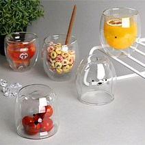 애니멀 이중 유리컵 4type 캐릭터 특이한 귀여운 유리잔 이중컵, 제품선택, Duck (280ml)