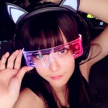 LED 사이버펑크 안경 스카우터 졸업사진 컨셉 외계인 안경 주다사 고글 전투력 측정기, 컬러 컨트롤 양쪽