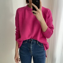 오오엘 여성용 도톰 루즈핏 나그랑 컬러풀 라운드 니트