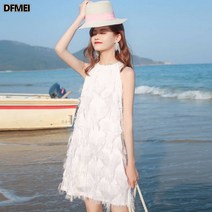 DFMEI 명원 작은 홀터 스커트 자녀 여름 민소매 쉬폰 원피스