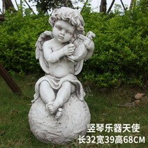 정원데코 예쁜정원 유럽스타일 정원 발코니 큐피드 작은천사 야외 크리에이티브 장식 정원꾸미기, 하프악기천사