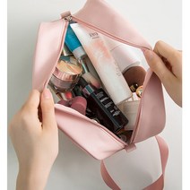 워시백 여행용 세면 도구 화장품 케이스 투명 방수 파우치 손잡이 pvc 가방, 소형-핑크