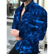 하와이안셔츠 럭셔리 패션 남자 셔츠 캐주얼 턴 다운 칼라 Buttoned 별이 빛나는 하늘 인쇄 긴 소매 탑스