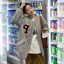 복고풍 마름모 면 패디드 코트 여성용 야구 유니폼 두꺼운 스타일 시크하고 작은 인스타그램 유행 겨울