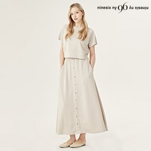 크롭 티셔츠 페이크 버튼 롱 스커트 셋업 (NO1OW034L0)