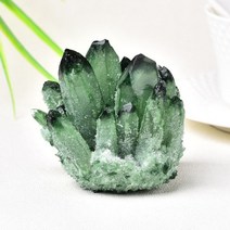 스톤 천연 클러스터 자수정 표본 미네랄 광석 옐로우 그린 퍼플 쿼츠 레이키 원석 크리스탈, 500-600g, 녹색