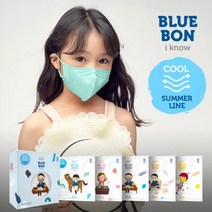 블루본 2D 아이노우 썸머라인 새부리형 소형 컬러 어린이 키즈 마스크, 10매입, 5개, 아이보리
