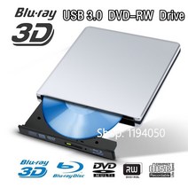 블루레이플레이어 블루레이ODD DVD플레이어 CD플레이어 4K 영상플레이어 알루미늄 블루레이 드라이브 초박형 외장 USB 3.0 BD-RE CD/DVD RW 노트북용 3D 디스크, 2.Silver
