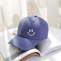 데일로엔 여성 귀여운 스마일 자수 캡 모자