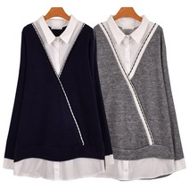 마마걸 스티치사선 빅사이즈여성 중년여성 40대 50대 큰사이즈 88사이즈 99사이즈 박스티 빅사이즈블라우스