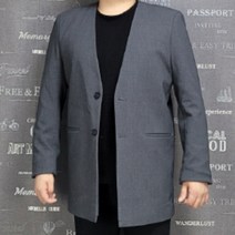 캐주얼정장 자켓(루즈핏) 노카라 그레이 남자자켓 결혼식 면접 비지니스