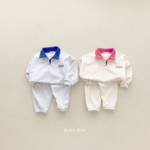 카라배색상하세트 키즈 봄아동복 아기코디 남아 여아 블랙빈