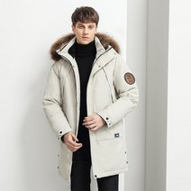 남성 2021 겨울 new 구스 아래로 단색 다운 재킷 대형 모피 칼라 파카 캐주얼패션 남자
