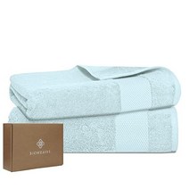 BIOWEAVES 100% 유기농 면 700 GSM 플러시 6피스 타월 세트 GOTS 인증 목욕 2개 핸드 및 수건 화이트 미국직송, Pack of 2 Bath Towels, 씨폼.