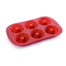 테스코마 미니 번트 케이크 6구 베이킹몰드 29 x 18cm, 1개, Orange Red