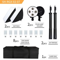 철제이젤 알루미늄 휴대용 이젤 50cm x 70cm 소프트 박스 사진 조명 키트 연속 2M 스탠드 스튜디오 45w 전구 8 개 포함, 8X20W Warm Light