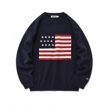 국내 정품 이벳필드 성조기 코튼 니트 네이비