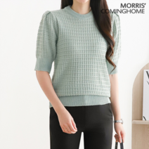 모리스커밍홈 메탈사 믹스 라운드넥 반팔 니트_M2303KN066B