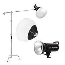 의류 촬영 인물 음식 제품 스튜디오 지속광 쇼핑몰촬영 조명 썬빔라이트 150W 젬볼 C스탠드 풀세트 KIT-SUN14, 썬빔150W+젬볼+C풀세트KIT-SUN14