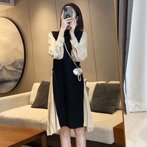 패치워크 원피스 전문점 철수함 궤 고급 스타일리쉬 페이크투피스 허리보정 슬림핏 트렌드 3633289863