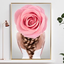 북유럽 꽃 여인 여자 추상화 그림 모던 감성 미용실 카페 매장 인테리어 소품 액자, 무광실버, 핑크픽 백페이스