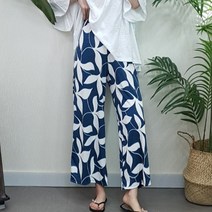 제이후 크로버 패턴 편한 스판 밴딩 쿨 와이드 팬츠