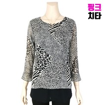 엄마옷 핑크치타 중년여성의류 할머니옷 호피 쉬폰 이중 라운드