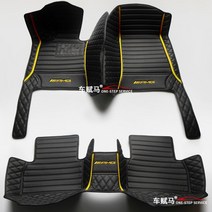 벤츠 E클래스 E 200 250 300 350 43 53 63 바닥 카매트, 검은 색 노란색 스트립 AMG 마크 포함
