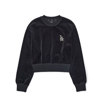 Mlb 여성 베이직 벨벳 크롭 맨투맨 LA (Black) 704437