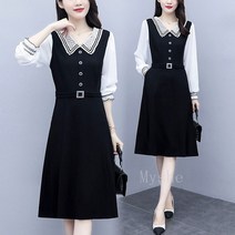 [Myshe]여성 오피스룩 긴팔 원피스 봄가을 빅사이즈 Xiao616CQ08