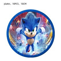 New Cartoon Sonic Party Supplies Boys Birthday Disposable Tableware Set Paper Plate Cup Napkins Baby, 01 7 inch plate 10pcs