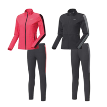 [르까프 (상/하의 별도구매) 뉴코아인천 국산브랜드 여성의류 상의 소매 부분 배색 및 소매단 비대칭 라인으로 디자인을 더한 춘절 배색형 트리코트