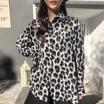 어흥 레오파드 루즈핏셔츠 호피 남방 롱블라우스