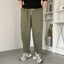 남자 코튼 스판 사계절 배기 와이드핏 밴딩 와이드 팬츠