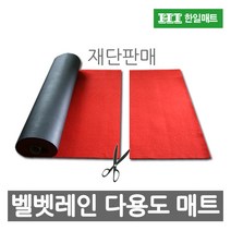 현관 다용도 출입구 벨벳레인매트 [재단판매], 적색