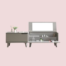 베니뷰 수납 접이식 좌식 거울 화장대 보조장 세트, 메이플화이트