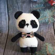 코바늘 뜨개질 인형만들기 DIY 패키지 모직 인형 귀여, 검은 판다