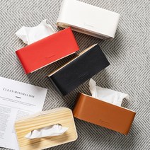 국산 가죽커버 우드 티슈케이스 직사각 (8colors), 스카이블루, 선택:스카이블루