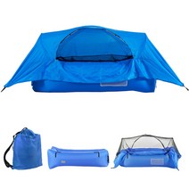 에어텐트 대형텐트 휴대용 2-in-1 Airbed 텐트 풍선 공기 소파 캐노피 야외 캠핑 서스펜션 텐트 공기 침대 배낭 하이킹 비치텐트, 푸른, 푸른