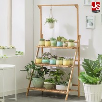 JS리빙 화분 진열대 화분대 인테리어 거실 다육이 엔틱 받침대 테라스 선반 다이 정리대 베란다 스탠드 거치대 실내 선반대 3단 우드 P_03 70*142*40, 미카_화분받침대