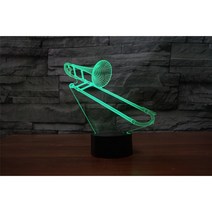 악기모양 3D 입체 아크릴 테이블 조명 기타 무드등 합주실 음악 연습실 꾸미기 소품 야간 음표 드럼 피아노 침대 옆 램프 터치 스위치, T.트럼본-178x165mm